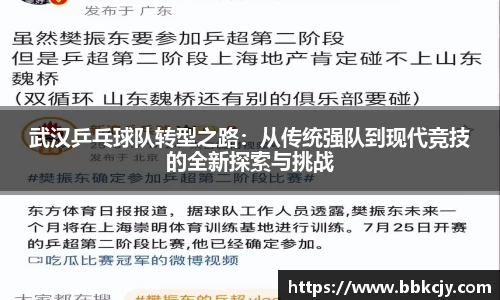 武汉乒乓球队转型之路：从传统强队到现代竞技的全新探索与挑战